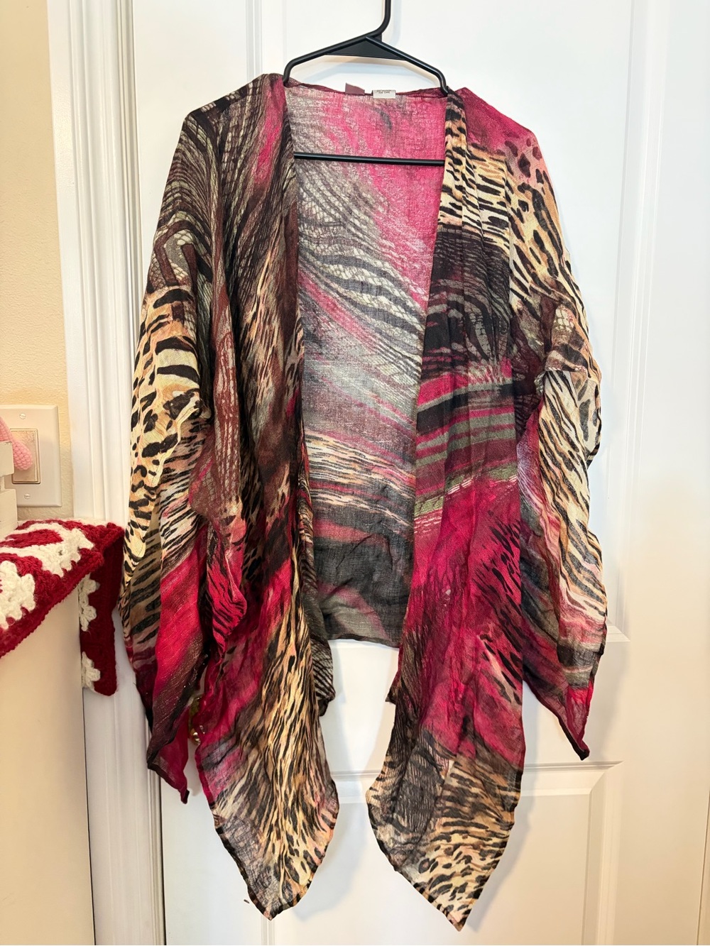 Chico's Open-Front Animal & Abstract Print Cardigan - Pink, Brown, Black